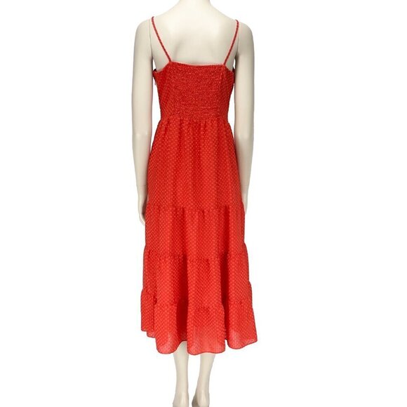 NANETTE LEPORE Classic Retro Tiered Western Collar Red Textured MIDI Dress sz4 - Picture 4 of 11
